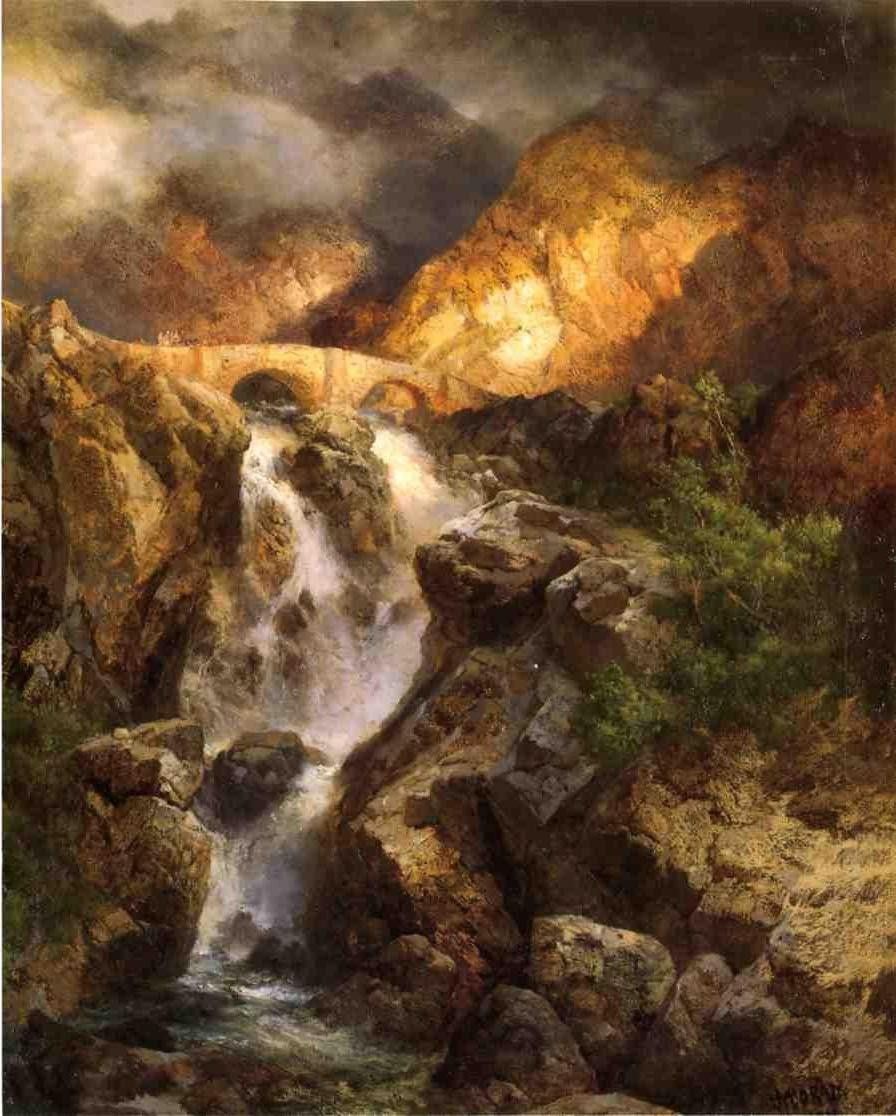 Thomas Moran Cascading Water